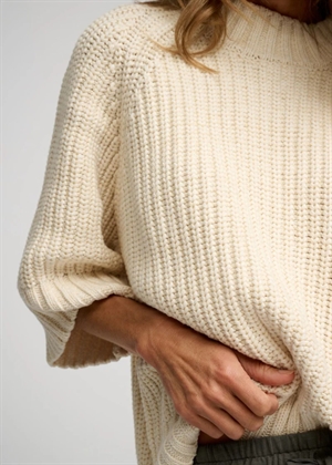 Change rib knit Ecru Melange Moshi Moshi 